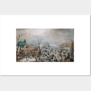 Winter Landscape with Skaters -  Barent Avercamp and Hendrick Avercamp Posters and Art